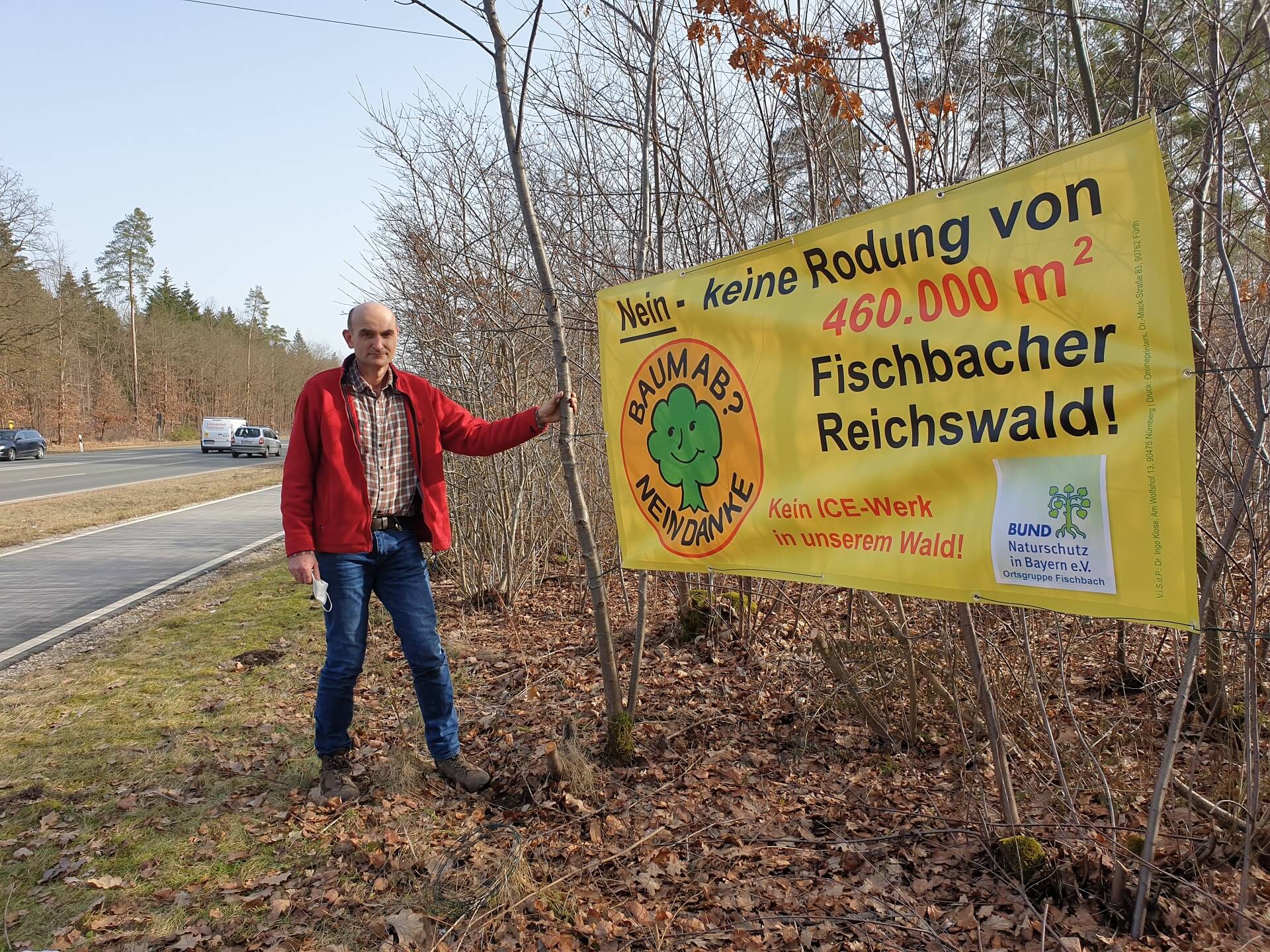 Protestplakat auf der BN-Orchideenwiese Langwasser